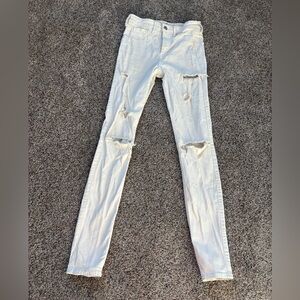 Hollister High-Rise Super Skinny Jeans White size 25 0 y2k used distressed